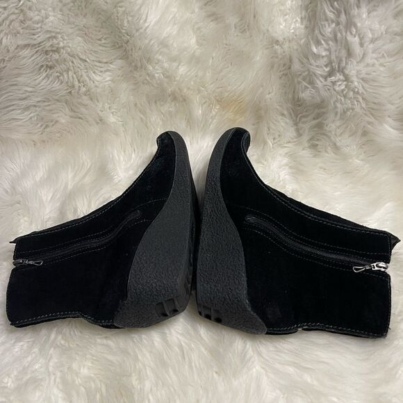 Naturalizer leather black suede wedge ankle boots side zipper rubber soles SZ11M - Picture 5 of 10